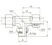 Adjustable DIN Male Stud Branch Tee with O-Ring and Washer Thread BSP Parallel - Equipped B3 Ring