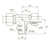 Adjustable DIN Male Stud Branch Tee with O-Ring Thread UNF/UN-2A - Equipped B3 Ring