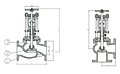 PN 16 Cast Steel Overboard Valve, Spring loaded, Angle