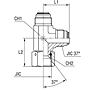 Adjustable Barrel Tee with Swivel Nut Thread UNF/UN-2B - O-ring Body