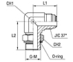 Adjustable Male Stud Elbow with O-ring and Washer Thread BSP Parallel - O-ring Body