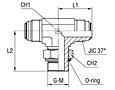 Adjustable Male Stud Branch Tee with O-Ring and Washer Thread BSP Parallel - O-ring Body