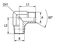 Male Stud 90° Adapter Thread BSP Parallel / BSP Taper