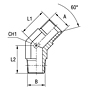 Male Stud 45° Adapter Thread BSP Parallel / BSP Taper