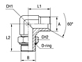 90° Adjustable Adapter with O-ring and Washer Thread Metric Parallel