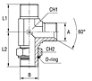 Adjustable Male Stud Barrel Tee with O-ring and Washer Thread Metric Parallel