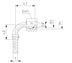 90° Elbow Slip-On Nut - 24°Cone with O-Ring Metric Parallel Thread