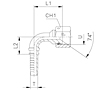 90° Elbow Thurst-Wire/Slip-On Nut - JIC 74° Cone UNF/UN-2B Thread X