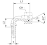 90° Elbow Thurst-Wire/Slip-On Nut - 60° Cone with O-Ring Parallel Metric Thread Y