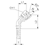 45° Elbow Crimped-Back Nut - 60° Cone Parallel Metric Thread