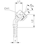 45° Elbow Thurst-Wire/Slip-On Nut - 60° Cone with O-Ring Parallel Metric Thread X